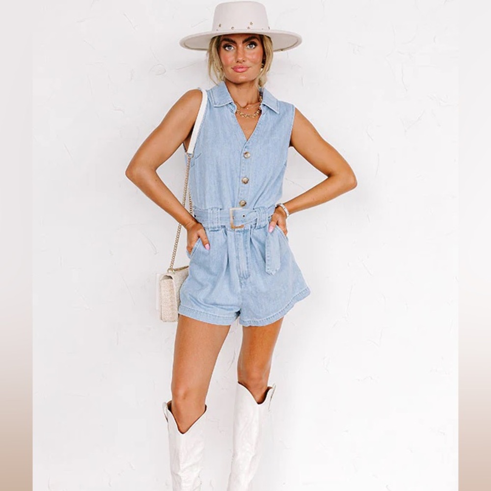 Light Wash Denim Romper